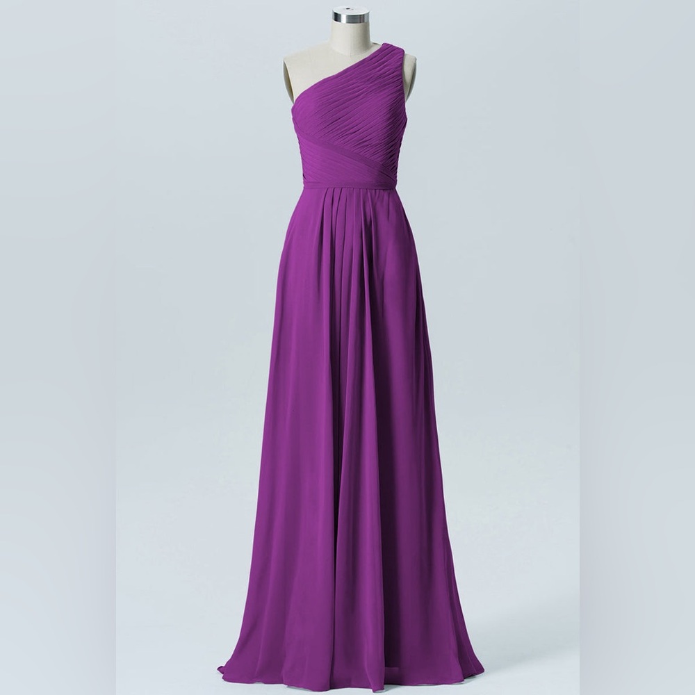 Chiffon Column One Shoulder Sleeveless Dress